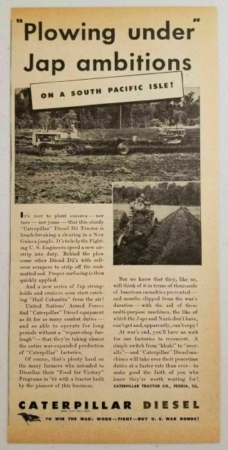 1944 Print Ad Caterpillar D2 Diesel Tractors South Pacific Isle Ww2