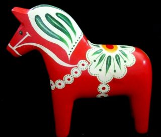 Vintage Bjorn Design Hemslojd Label Swedish Hand Painted 10 " Wood Horse