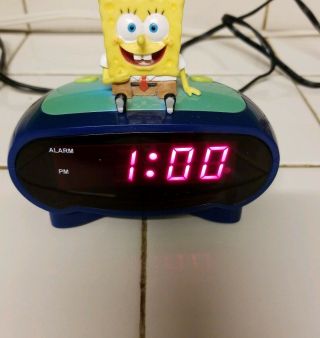 Vintage Spongebob Squarepants Digital Alarm Clock Viacom Bc - Sbc200