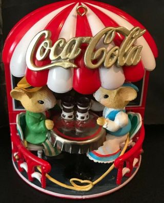 Carlton Cards Coca Cola Lighted Christmas Ornament " Soda Fountain Sweethearts "