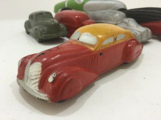 Vintage Sun Rubber Toy 1940s Stream Liner Teardrop Sedan Usa 5.  5” Red Yellow 75