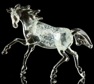 Clear Horse Figurine Blown Glass " Murano " Art Animal Miniature