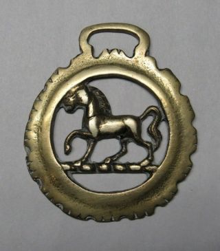 Horse Harness Brass Medallion Bridle Ornament Prancing Horse Ruffled Edge