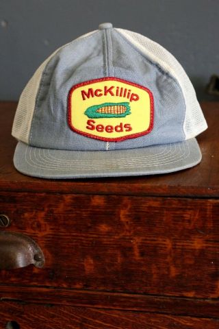 Vintage Mckillip Seeds Snapback Mesh Trucker Hat Large Patch Corn K Products Usa