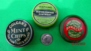 3 Vintage Medicine Sample Tins,  Colgan 