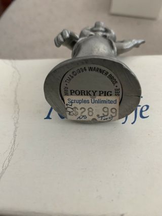 Pewter Porky Pig Figurine Waving 3