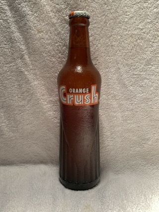 Full 12oz Orange Crush Acl Amber Soda Bottle Hard To Find Size