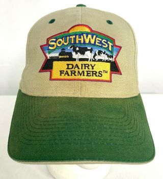 Southwest Dairy Farmers Hat Khaki Green Baseball Trucker Cap Embroidered Cows 2