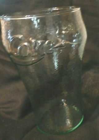 2 Vintage Coca Cola Green Pebbled Glass 32 Ounce Extra Large Indiana Glass