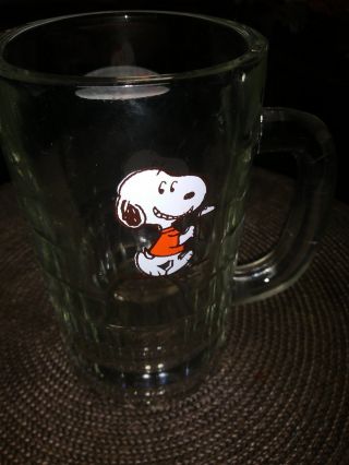 A & W Set Of Four 1971 Snoopy Heavy Vintage Glass Mugs,  Rare Collectibles