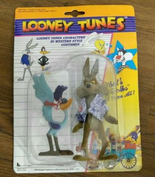 1989 Looney Tunes Road Runner And Coyote In Western Style Costumes Lucky Bell