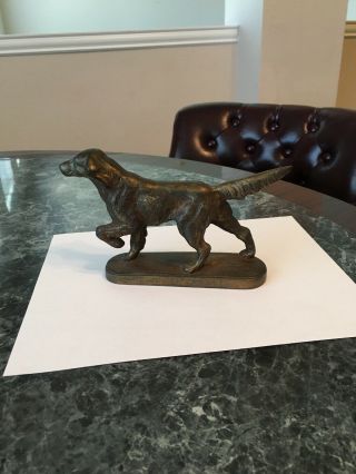 Vintage Cast Iron Hunting Dog Pointer Statue Desk Paperweight
