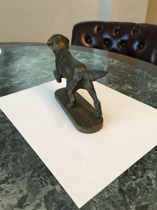 Vintage Cast Iron Hunting Dog Pointer Statue Desk Paperweight 2