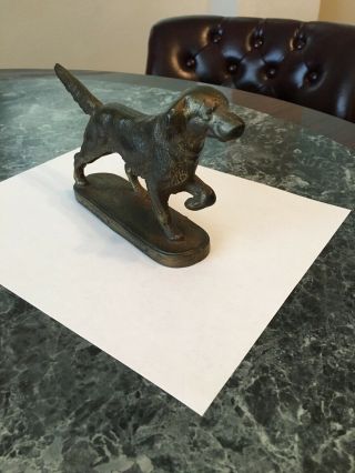Vintage Cast Iron Hunting Dog Pointer Statue Desk Paperweight 4