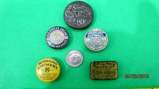 5 Vintage Medicine Sample Tins Peterson 