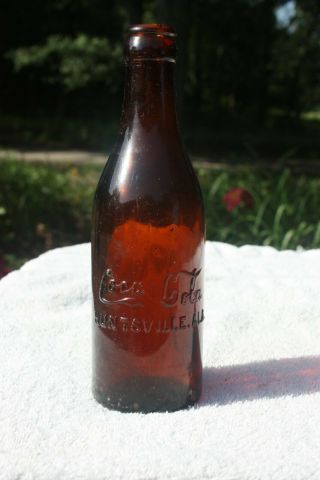 Vintage Amber Straight Side Ss Coca Cola Bottle - - Huntsville,  Alabama - - Al