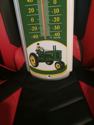 Vintage John Deere Quality Farm Equipment Metal Wall Thermometer Large 5