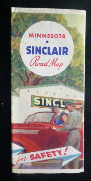 1937 Minnesota Road Map Sinclair Gas Oil 5 Panel Map Of U.  S.