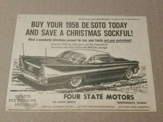 1958 De Soto Newspaper Car Ad Four State Motors Independence Ks