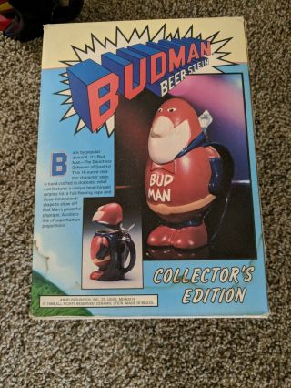 Vintage 1989 Bud Man Collectors Edition,  Beer Stein RARE 7