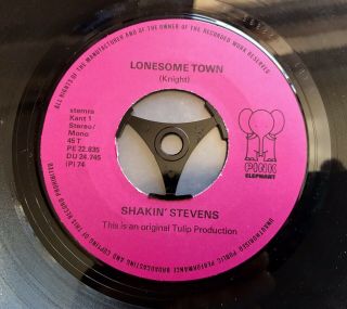 Shakin’ Stevens RARE 7” Single “Lonesome Town” 1974 P/S In 4