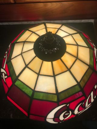 Vintage Coca Cola Plastic Shade Tiffany Style Table Lamp Stain Glass Look 6