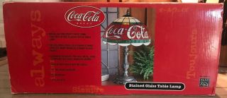 Vintage Coca Cola Plastic Shade Tiffany Style Table Lamp Stain Glass Look 8