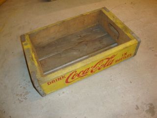 Vintage 1960 ' s Wooden Yellow Coca - Cola Coke Soda Pop Bottle Crate Carrier Box 3