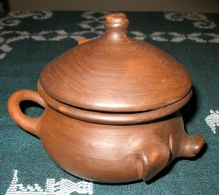 Chilean Pomaireware Pottery Pig Dish Bean Pot with Wooden Spoon Chile 5