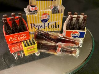 Pepsi Cola Mini Miniature 6 Pack & Coke Bottles 2