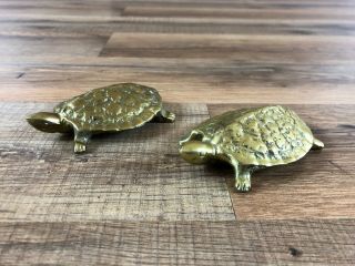Vintage Solid Brass Mini Turtle Tortoise Figurines Male Female Marked