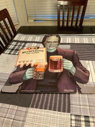 Vintage 1988 A&w Root Beer Card Board Frankenstein Sign