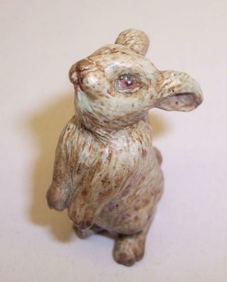 Miniature Vintage/antique Cold Painted Bronze Bunny White Rabbit