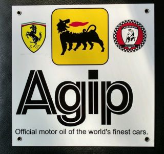 Agip Motor Oil Sign Gas Gasoline.  Ferrari Lamborghini.  Large