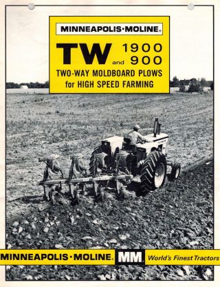Minneapolis Moline Vintage Tw1900 Tw900 Two - Way Mbrd Plows Sales Brochure 1968
