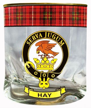 Hay Clan Crested Gold Rim Heavy Based Whisky Glass