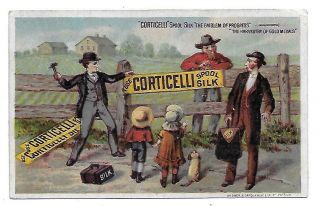 Victorian Trade Card Corticelli Spool Silk Thread Salesmen 