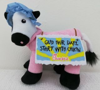 Chick Fil A Cow Plush Pink Robe Shower Cap 7 " 2016 Stuffed Animal Chick - Fil - A