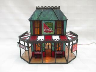 COCA COLA 1997 STAINED GLASS LIGHTED VICTORIAN HOTEL LAMP NIGHTLIGHT 5