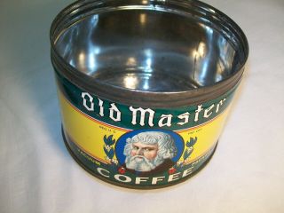 Vintage 1930s Old Master 1 Lb Coffee Can Tin Euclid Co.  Cleveland Ohio
