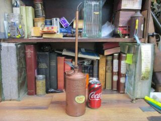 Vintage Golden Rod 1 Qt Oil Can Dutton Lainson Co Farm Oiler Thumb Pump Machine