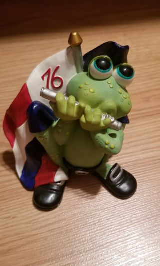 Sprogz Figurine With Flag Marked 76 L.  Yankee Doodle Frog Flute