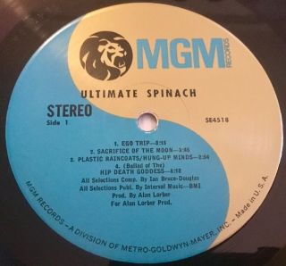 ULTIMATE SPINACH S/T Orig RARE 1968 SE4518 LP W/Vertical Gatefold Sleeve EX/EX 6