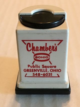 Vintage Chambers Sohio Gas Station Pump Ad Coin Holder Greenville Ohio
