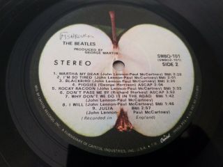 The Beatles White Album 1968 Vinyl LP Apple Records SWBO - 101 Numbered 0241595 4