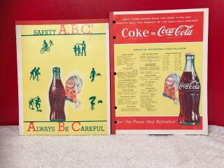 2 Rare 1950s Coca Cola Notebook Advertising Display Ads Vintage