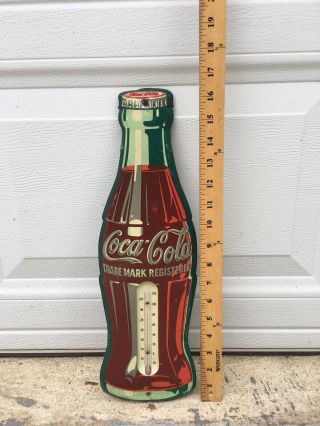 Vintage 17 " Coca - Cola Trade Mark Registered 1954 Metal Thermometer.