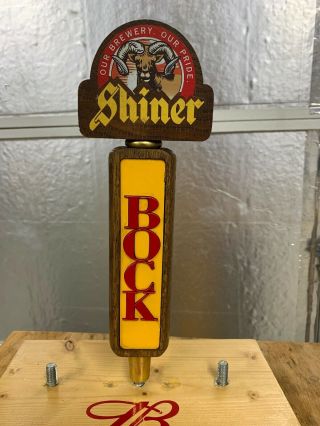 Vintage Shiner Bock Wooden Beer 12” Tap Handle Ram Our Brewery Our Pride