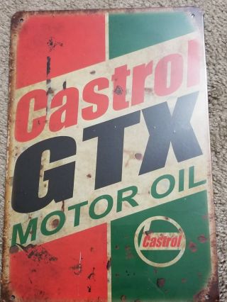 Castrol Oil Gtx Motor Oil Tin Sign Vintage Style Garage Wall Decor