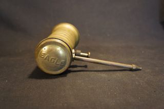 Old Vtg Collectible Eagle Brass Oil Can Oiler Finger Pump 4